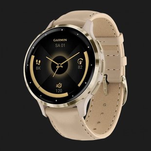 Годинник Garmin Venu 3S Soft Gold Stainless Steel Bezel with French Gray Case and Leather Band 3e2c6dec-5424-4489-8bd0-28c973a53512 фото