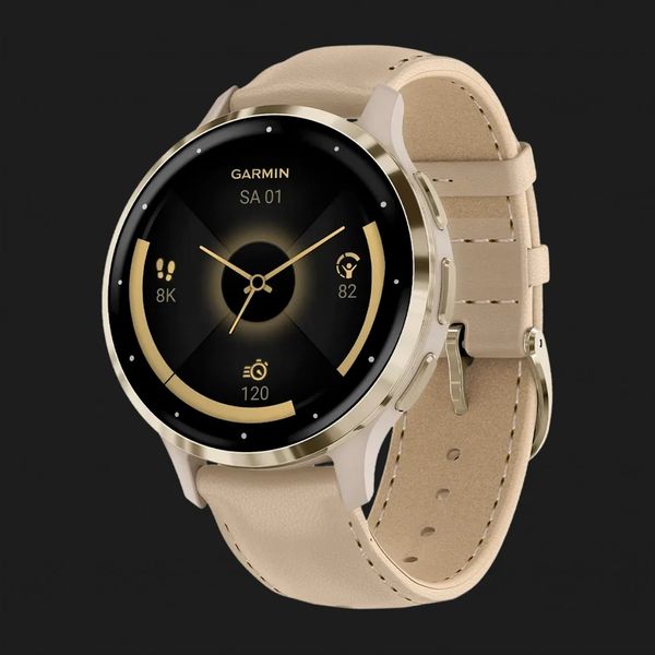 Часы Garmin Venu 3S Soft Gold Stainless Steel Bezel with French Gray Case and Leather Band 3e2c6dec-5424-4489-8bd0-28c973a53512 фото