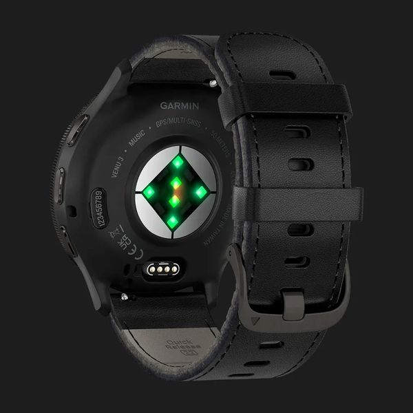 Годинник Garmin Venu 3 Slate Stainless Steel Bezel with Black Case and Black Leather Band 0299077b-3c87-4e70-b0ec-1b2e97f9415e фото