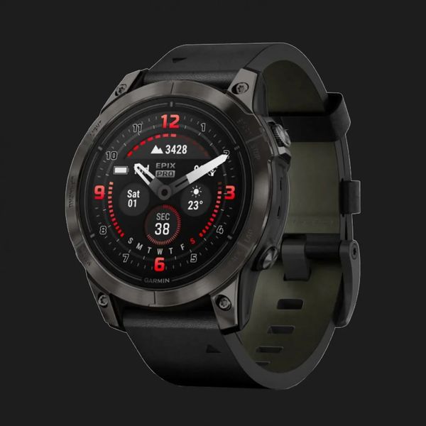 Garmin Epix Pro (Gen 2) Sapphire 47mm Carbon Gray DLC Titanium with Black Leather Band 984ed01f-8b4b-4e1f-abbb-c1b8b707481e фото