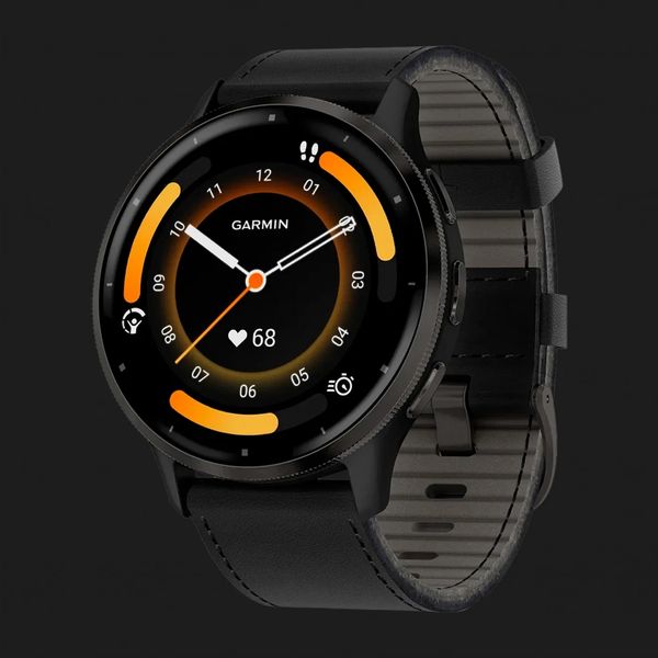 Годинник Garmin Venu 3 Slate Stainless Steel Bezel with Black Case and Black Leather Band 0299077b-3c87-4e70-b0ec-1b2e97f9415e фото