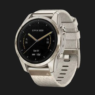 Garmin Epix Pro (Gen 2) Sapphire 42mm Soft Gold with Cream Heathered Nylon Band 03120d52-1bfa-4e46-ae88-0587afe2db80 фото