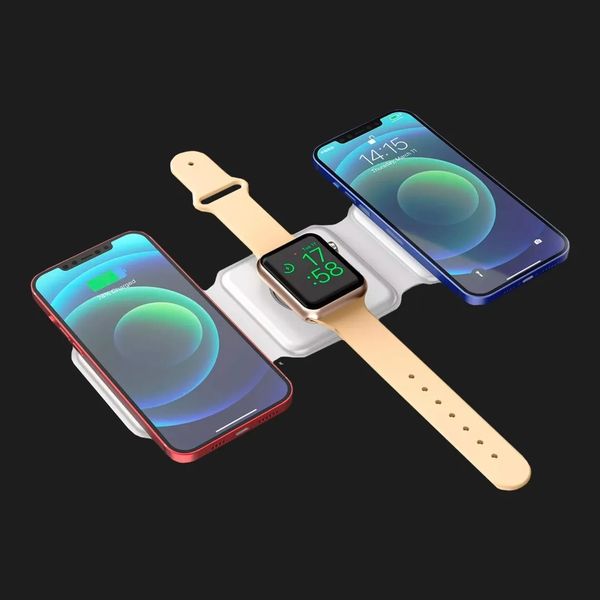 Безпровідна зарядка WiWU Foldable 3 in 1 Wireless Charger M6 (White) d98fa356-5321-4a4f-92b7-62d4bb0bf582 фото