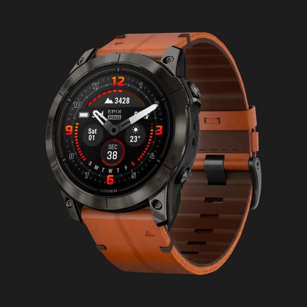 Garmin Epix Pro (Gen 2) Sapphire 51mm Carbon Gray DLC Titanium with Brown Leather Band 836549c8-3ead-4d4e-ae02-4188e0eea506 фото