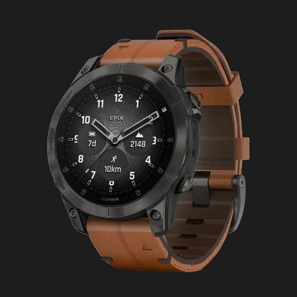 Garmin Epix (Gen 2) Sapphire Black Titanium with Chestnut Leather Band fd9c4c1c-4710-49f4-8c69-6b407099e294 фото