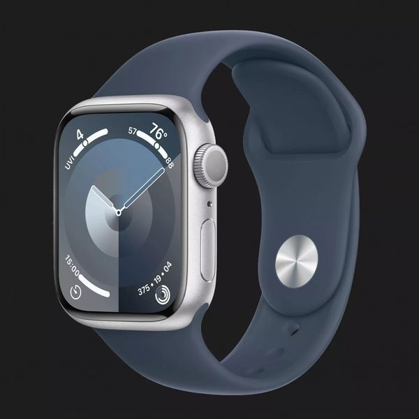 Apple Watch Series 9 41mm Silver Aluminum Case with Storm Blue Sport Band S/M (MR903) f31329d3-7944-4c70-9cd9-9216ff79a529 фото