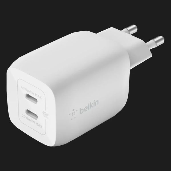 Зарядний пристрій Belkin 65W GAN PD PPS Dual USB-С - USB-С 2m (White) a417d8b6-aa5b-4814-8391-b20fccc30088 фото