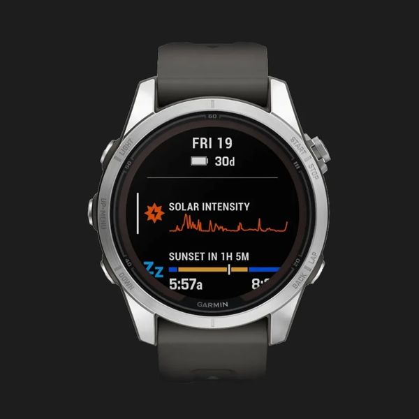 Garmin Fenix 7S Pro Solar Silver with Graphite Band bad4db86-3821-49fa-85ea-b17997bff1cb фото