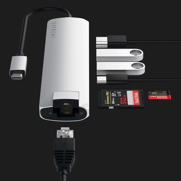 Satechi Aluminum Type-C Slim Multi-Port with Ethernet Adapter Silver (ST-UCSMA3S) c96ef7ee-20f6-4520-8f8d-9ef50b23f74e фото