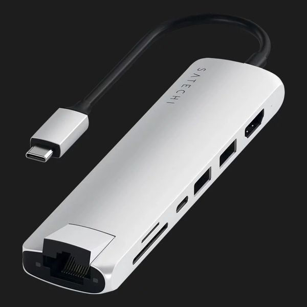 Satechi Aluminum Type-C Slim Multi-Port with Ethernet Adapter Silver (ST-UCSMA3S) c96ef7ee-20f6-4520-8f8d-9ef50b23f74e фото