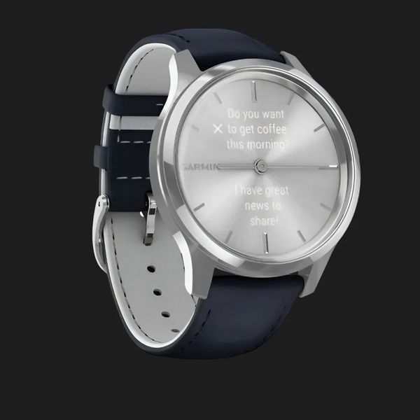 Garmin Vivomove Luxe Silver Stainless Steel Case with Navy Italian Leather Band d603815d-5a17-45af-a495-cd109000e88b фото