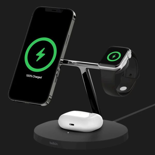 Беспроводная зарядка Belkin 3-in-1 Wireless Charger with MagSafe 15W (Black) 8ba6ac07-62cf-4127-b223-8e93f5c0e916 фото