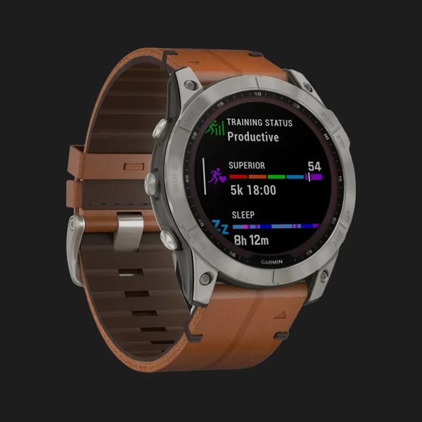 Garmin Fenix 7X Sapphire Solar Titanium with Chestnut Leather Band b0455b09-003d-48e7-8d4a-f9a5f89fdf9c фото