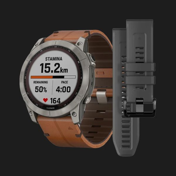 Garmin Fenix 7X Sapphire Solar Titanium with Chestnut Leather Band b0455b09-003d-48e7-8d4a-f9a5f89fdf9c фото